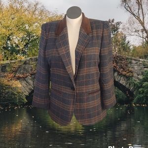 Vintage 80s Brown Plaid Blazer